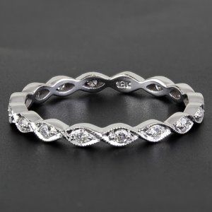 New Jolie 18k White Gold Diamond Stackable Eternity Anniversary / Wedding Ring